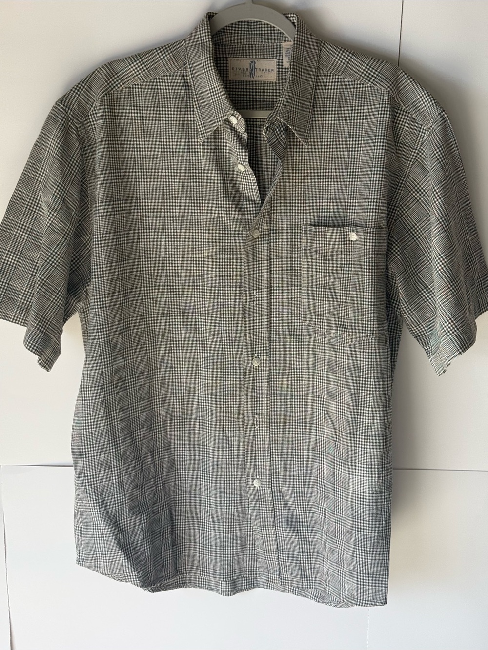 River Trader VTG Short-Sleeve Plaid Button-Up Shirt - Gray